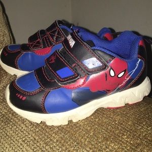 Little boys size 10 Spider-Man shoes.